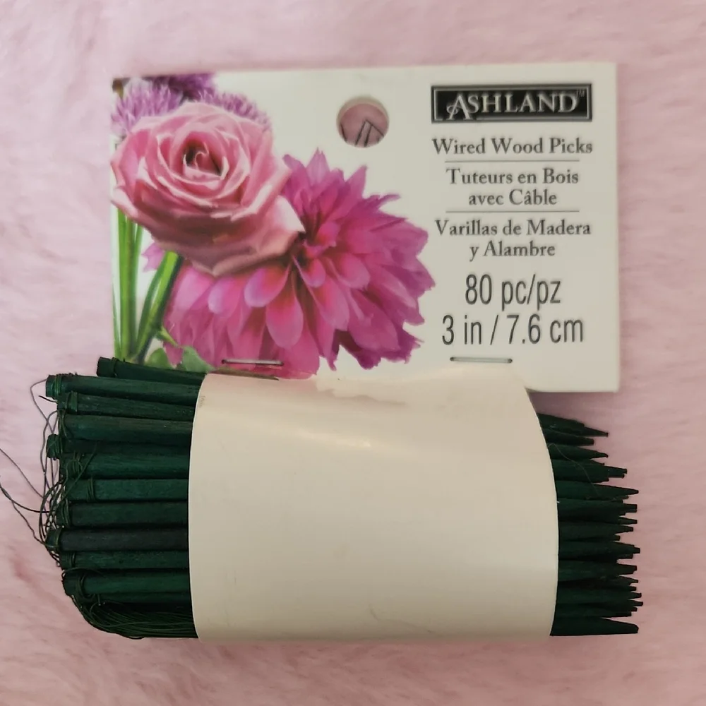 Ashland Dark Green Wired Wood Picks Pack 80 Pcs 3 Inch / 7.6 cm
